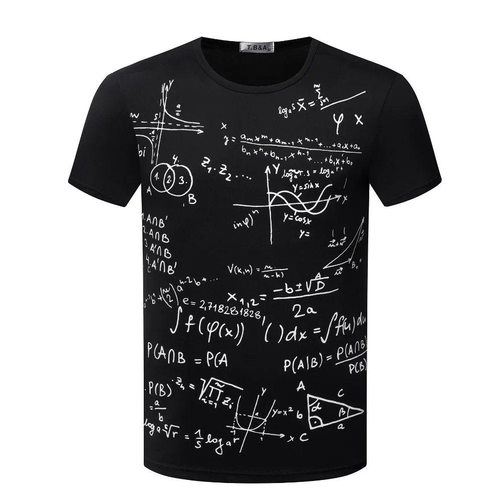Мужская футболка ZSIIBO TX87 с надписью Формула математики и круглым вырезом | одежда