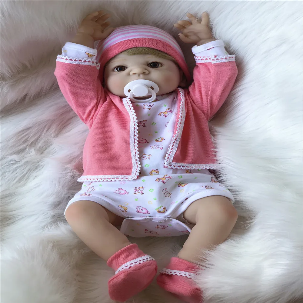 SanyDoll 22 дюйма 57 см силиконовые куклы Реборн Реалистичная кукла реборн розовый