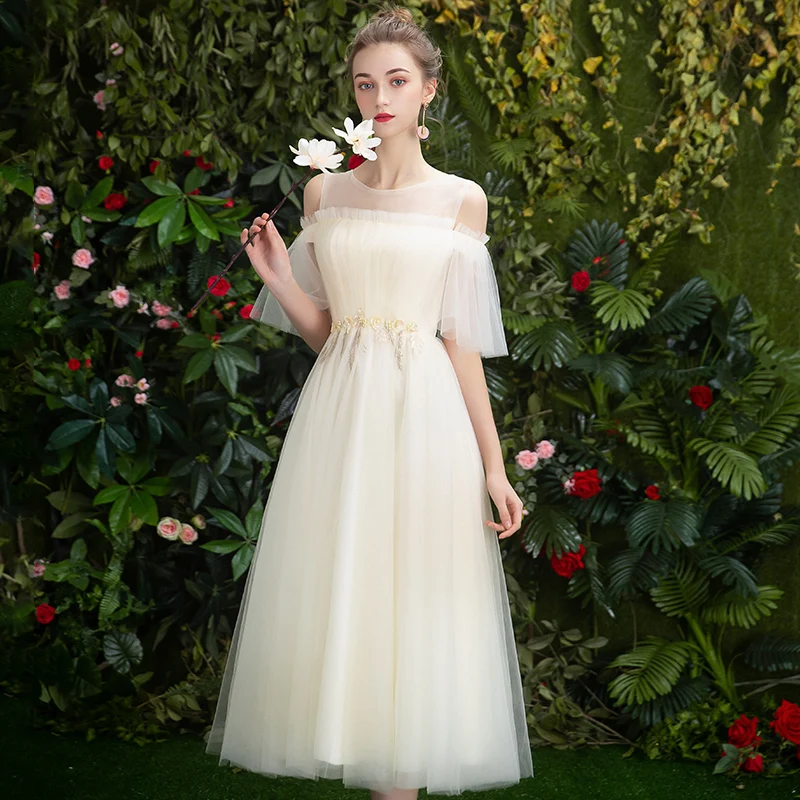 SSYfashion платье с вырезом лодочкой расклешенными рукавами на шнуровке длиной до