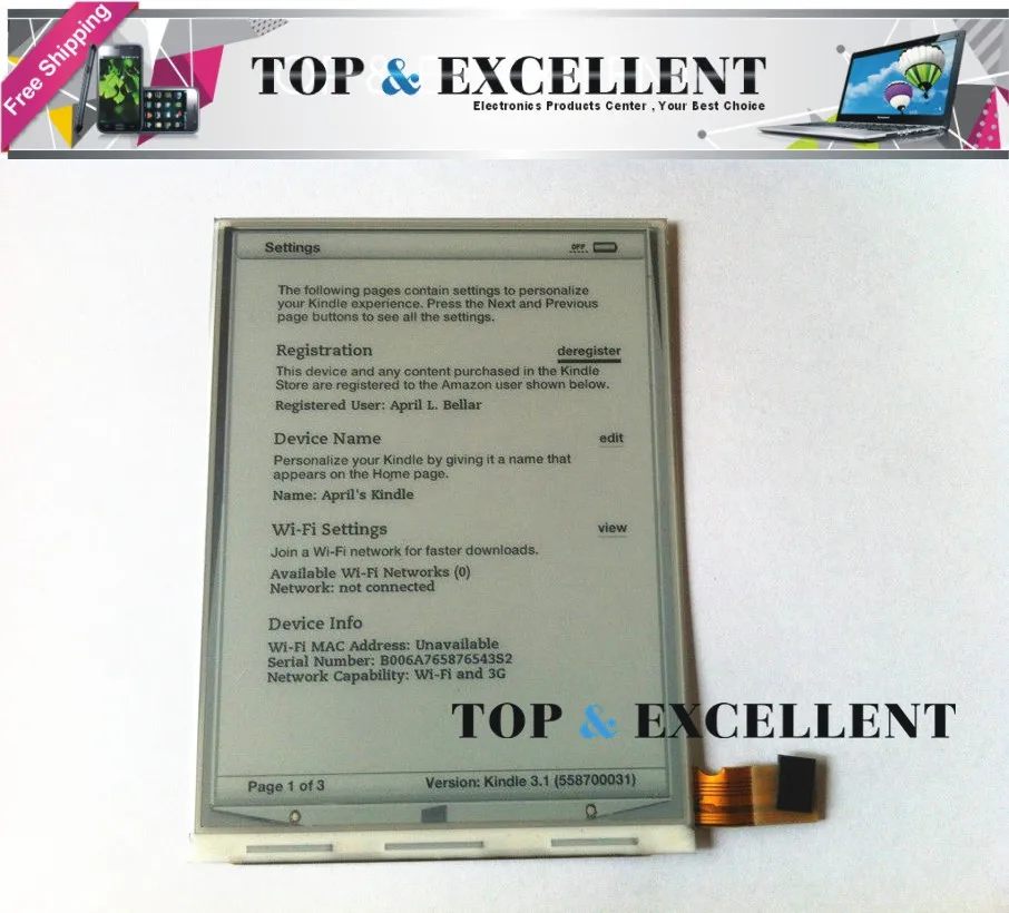 Original PIV ebook reader LCD screen 6.0&quot ED060SC7 e-ink For taiwan Amazon kindle 3 Keyboard D00901 pocketbook | Электронные