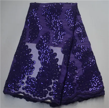 

2019 New Nigerian high quality dress style with sequins, French tulle lace 5 yards fabric