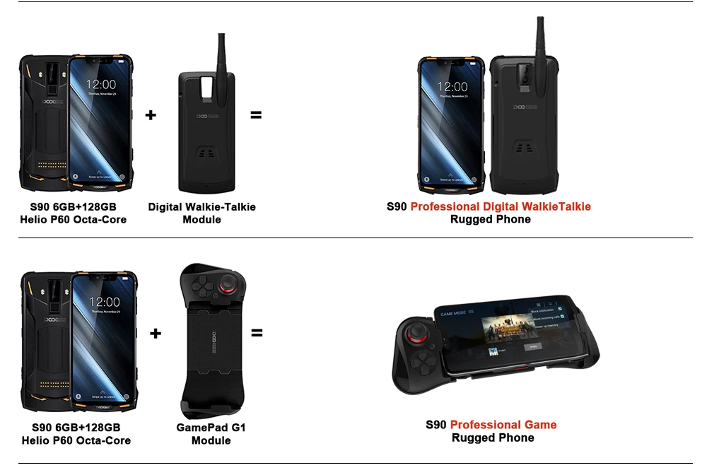 DOOGEE S90 IP68/IP69K модульный прочный мобильный телефон 6,18 дюймов дисплей 5050 мАч Helio P60 Восьмиядерный 6 ГБ 128 ГБ Android 8,1 16,0 M Cam