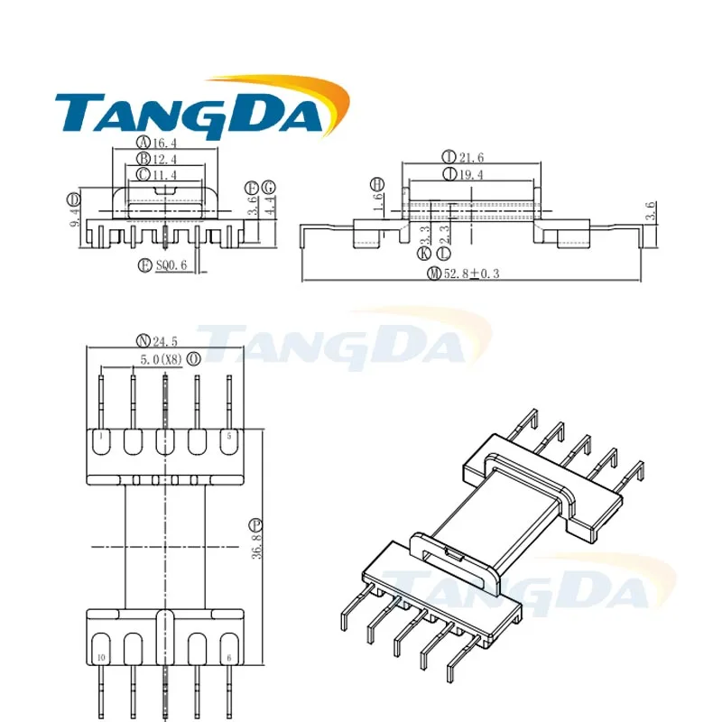 

Tangda EFD EFD23 Type 5+5 pin 10P Bobbin magnetic core + skeleton ferrites High frequency Power Transformer housing Crab feet