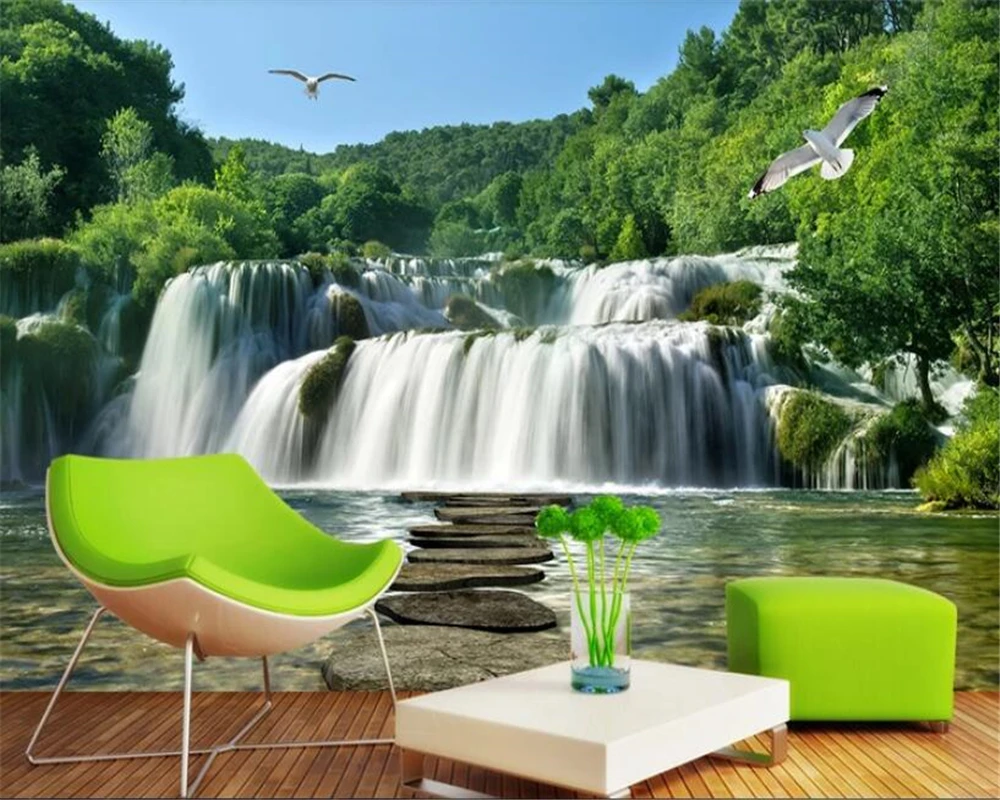 Обои beibehang для фотосъемки 3d обои водопад пейзаж фоновая стена|Обои| |