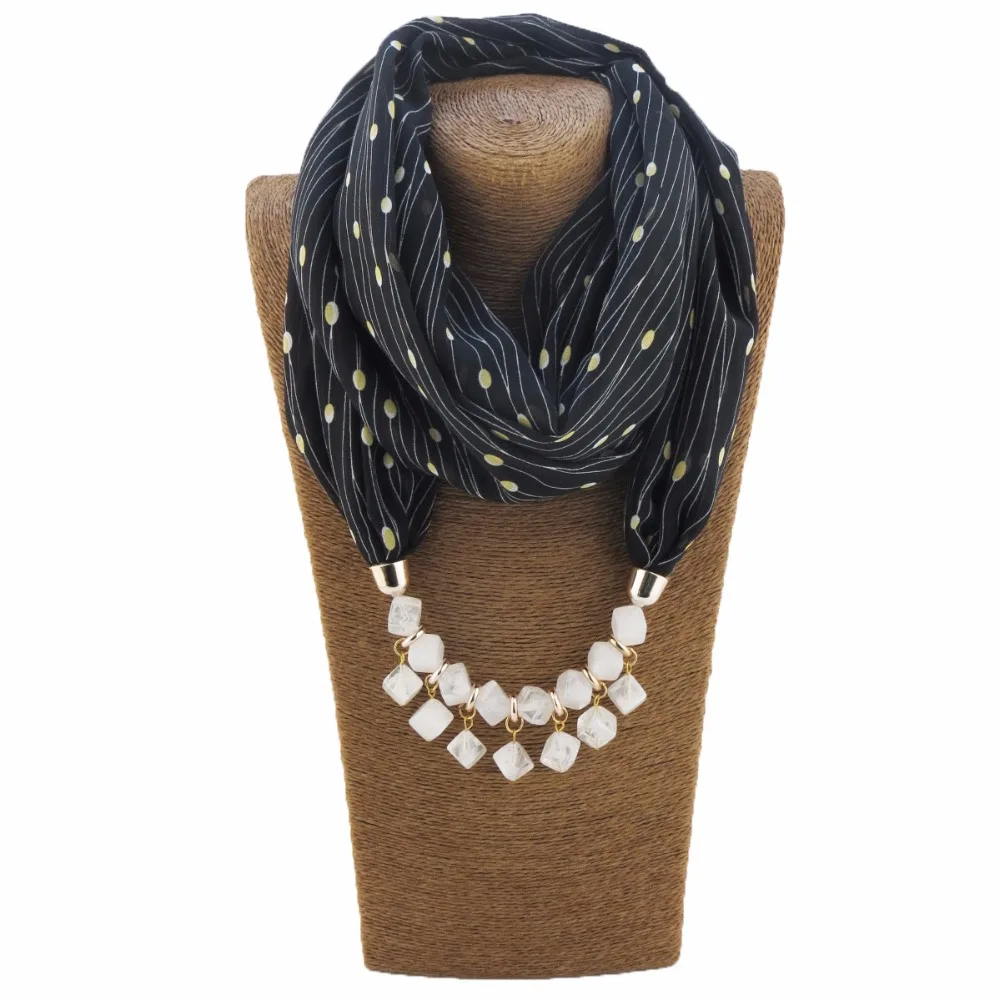 RUNMEIFA High Grade Colorful Voile Scarf Necklace Pearls Pendant For Women Jewelry Femme Eleagnt Accessories Echarpe |