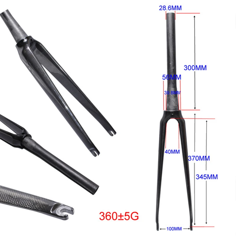 Коническая полностью углеродная передняя вилка велосипеда 700C пересечение 3K 1 1/2