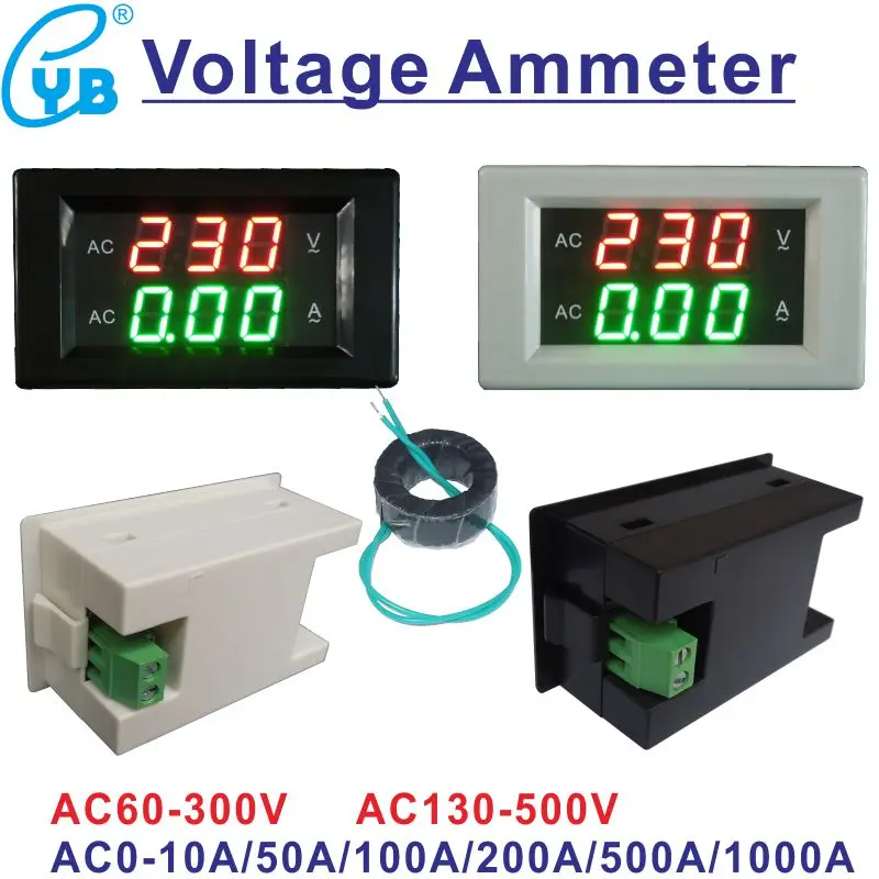 YB4835VA светодиодный цифровой вольтметр Амперметр переменного тока 60 300V 130 500V