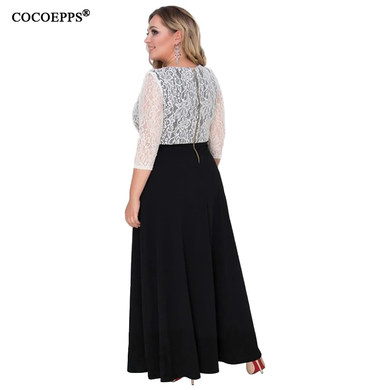 Женское кружевное платье в стиле пэчворк Элегантное макси большого размера 6xl