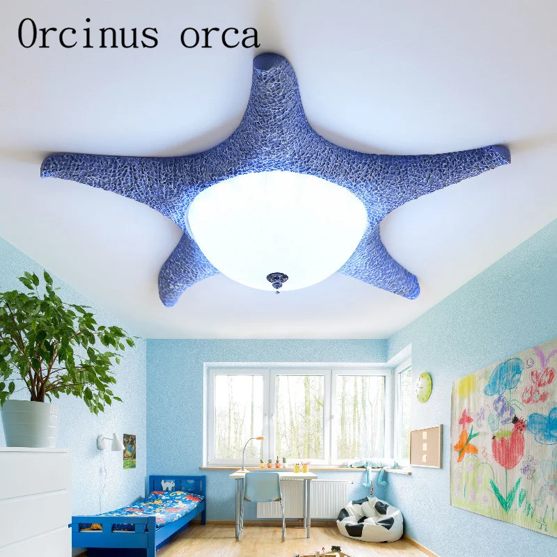 

Mediterranean simple modern starfish ceiling light creative warm children's room bedroom LED ceiling lamp free shipping
