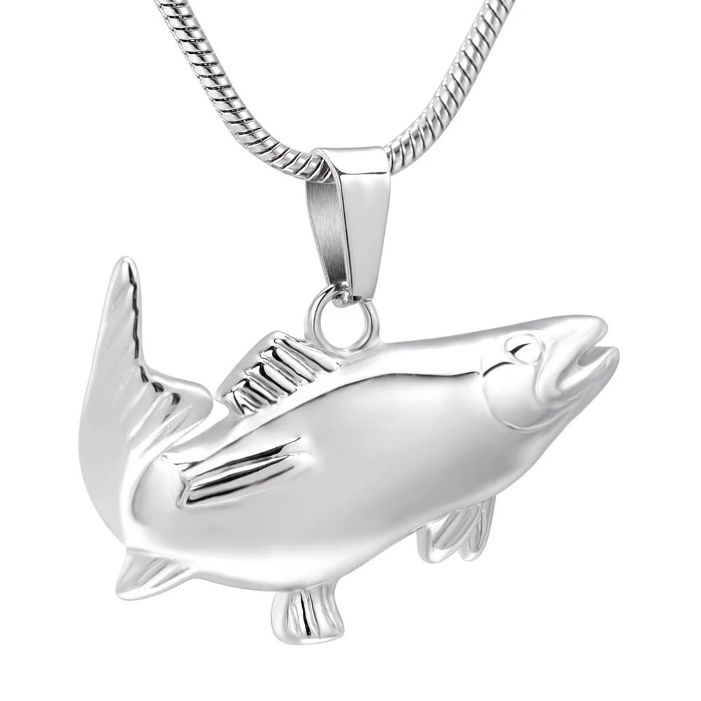 

IJD10040 Wholesale 50Pcs Fish Memorial Urn Pendant Necklace Stainless Steel Ashes Keepsake Cremation Jewelry,Free DHL Shipping