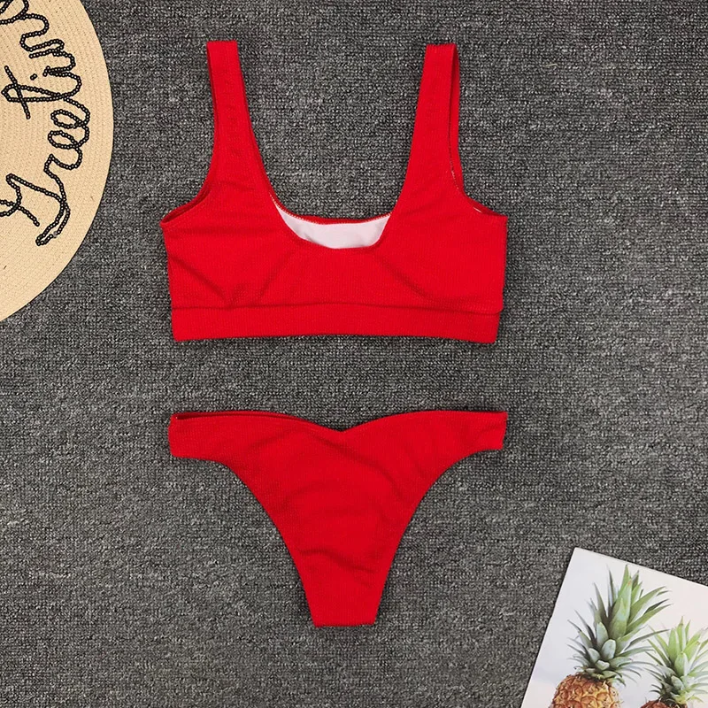 Винтажное Спортивное бикини белый красный купальник женский лиф бандо Купальник