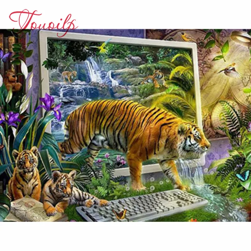5D Diamond Embroidery animals fantasy bird tiger Diy Painting landscape Mosaic full round drill Picture | Дом и сад