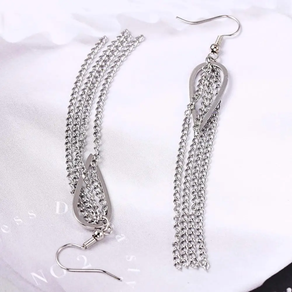 Индивидуальные Длинные бахрома из цепочек серьги нержавеющей стали на цепочке
