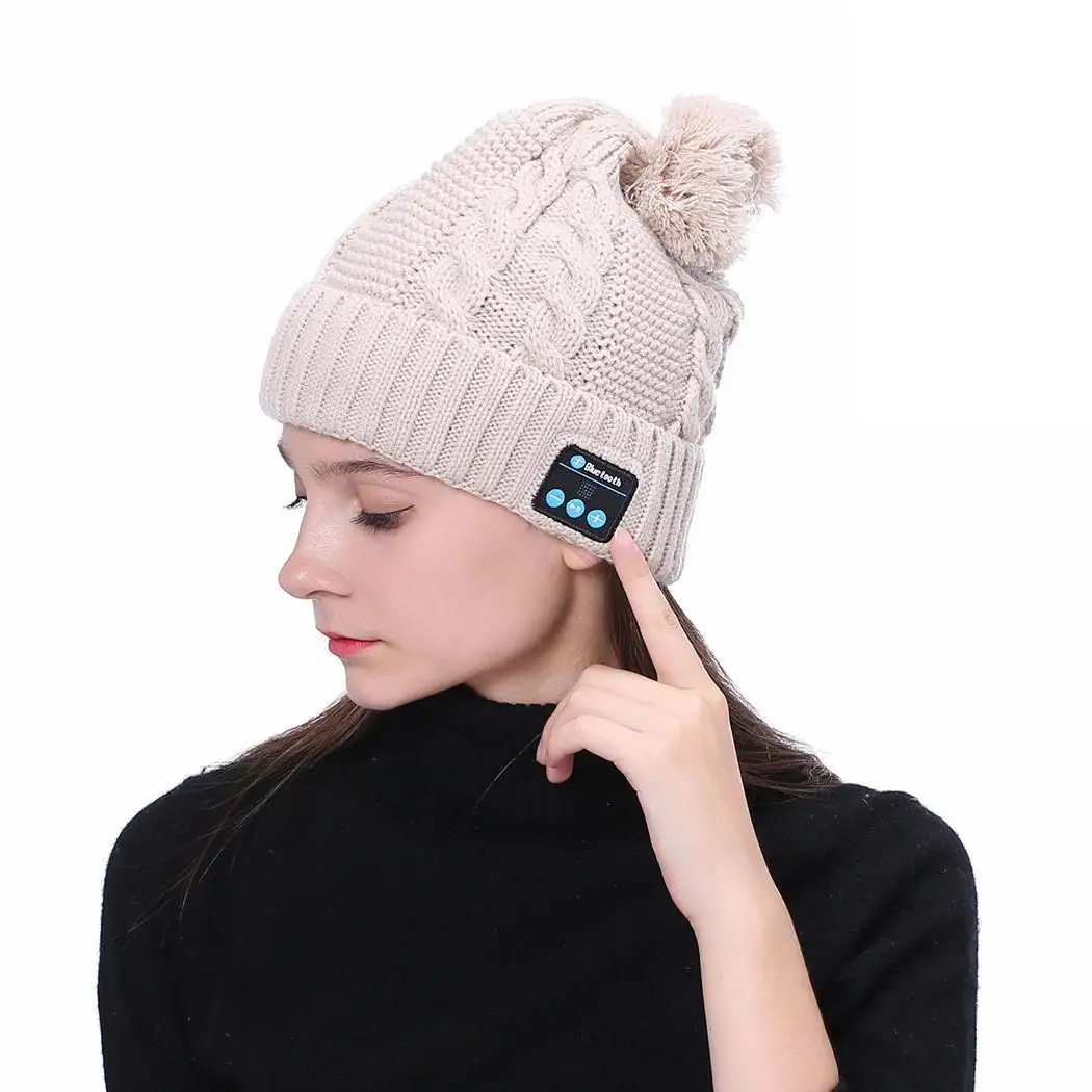 Стерео вязанная 4 шапка Повседневная Bluetooth осенне-зимняя вязаная кепка в стиле унисекс 1 теплая 100 см гарнитура беспроводная около зимняя шапочка