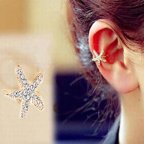 1 шт. блестящий декор из страз милые серьги-гвоздики с рисунком морской звезды