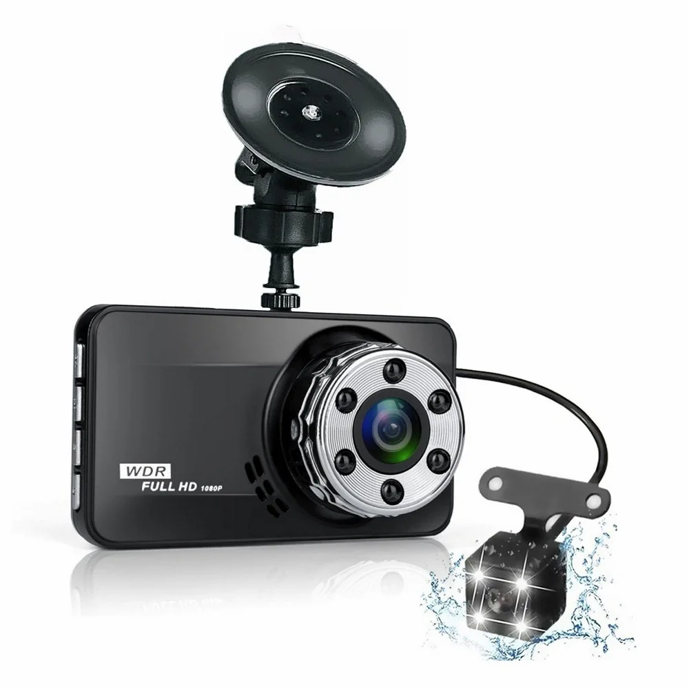 3 дюймовый Видеорегистраторы для автомобилей камеры HD 1080P Двойной объектив 170
