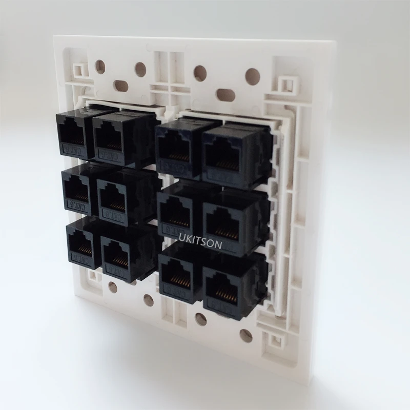 120 мм квадратная настенная пластина с 12 портами CAT6 CAT5E RJ45 Женский Разъем для