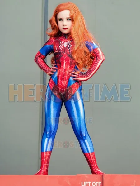 Высококачественный костюм Мэри Джейн MJ Spider Girl Детский супергероя из лайкры