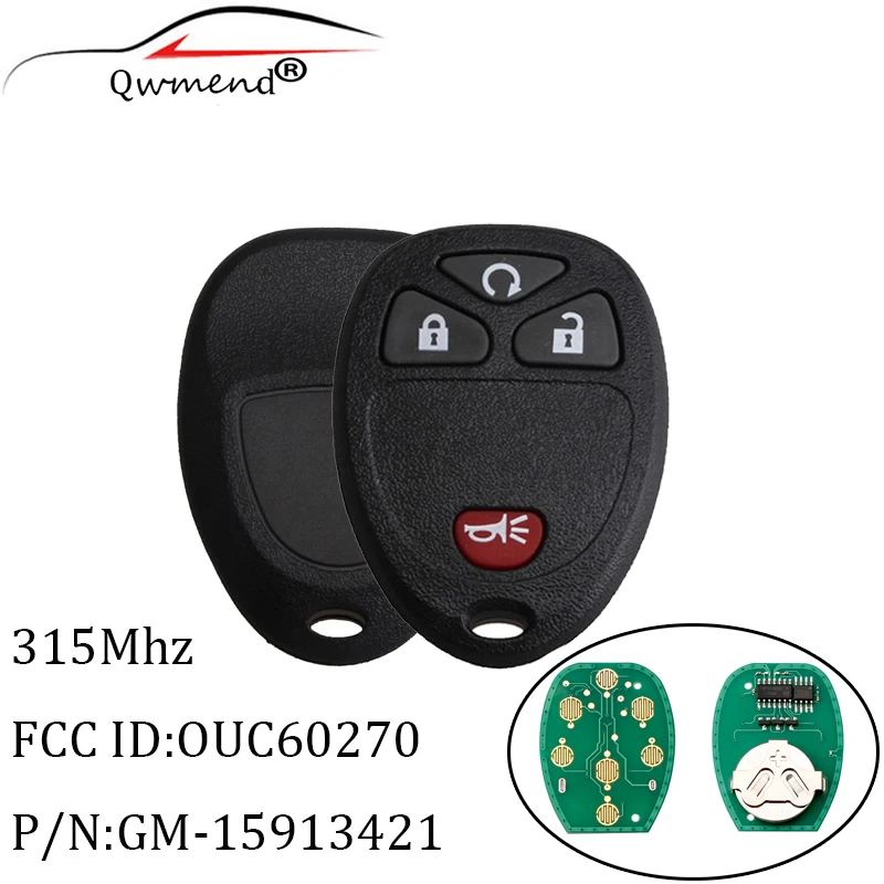 2шт * 315 МГц дистанционный ключ DIY для Chevrolet AVALANCHE SILVERADO TAHOE 2007 2008 2009 2010 2011 2012 2013 OUC 15913421