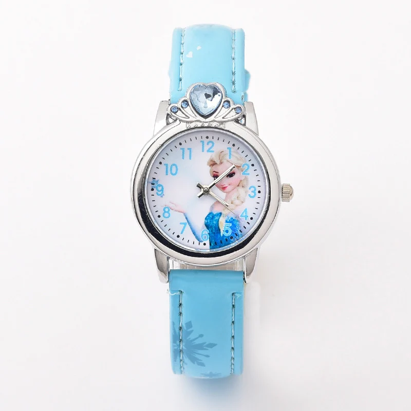 New Elsa Sky Blue Стиль Принцесса Эльза детские наручные часы мультфильм анна кристалл принцесса детские часы для девочек студентов детские часы наручные часы - Цвет: New Elsa Sky Blue