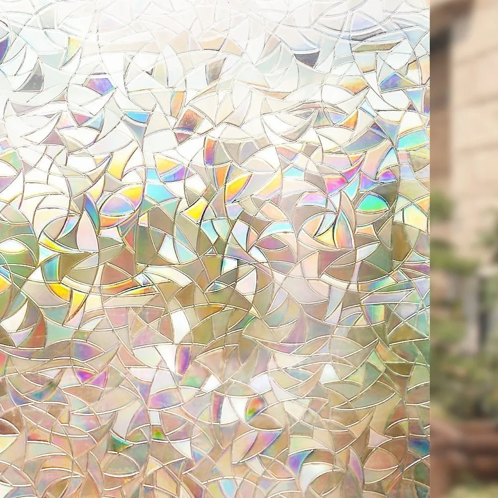 

Width 90cm Static Rainbow window glass film privacy stained window sticker non-adhesive home decorative glass film for furniture