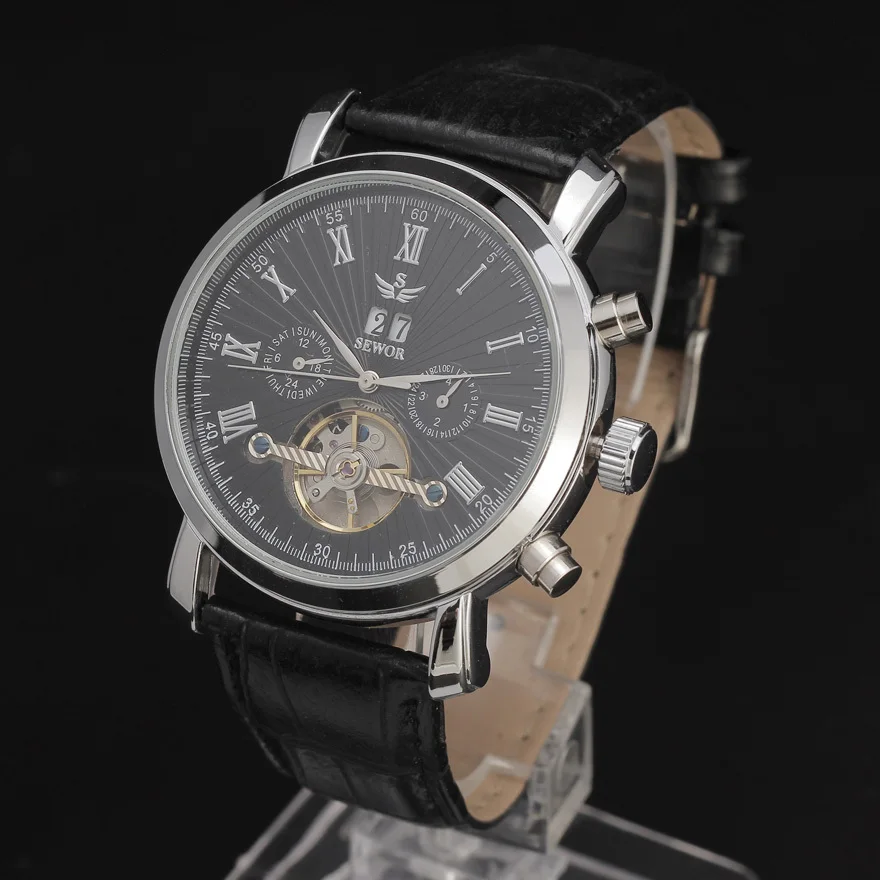 2016 Лидирующий бренд SEWOR мужские автоматические самокручивающиеся наручные часы