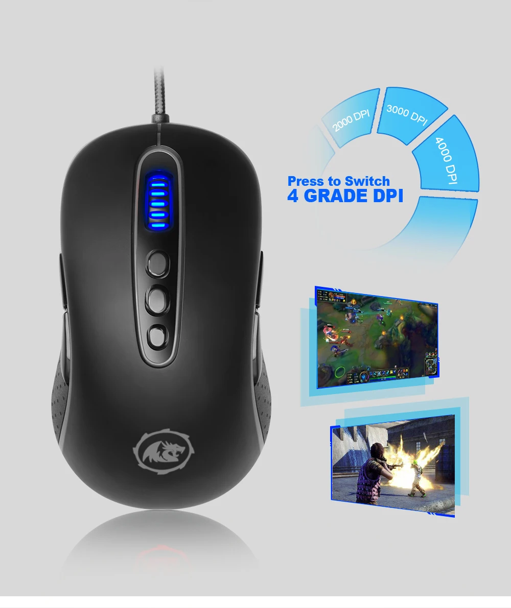 Redragon PHOENIX M702-2 USB игровая мышь Проводная 10000 dpi 11 кнопок эргономичный дизайн для компьютера программируемые мыши для геймера