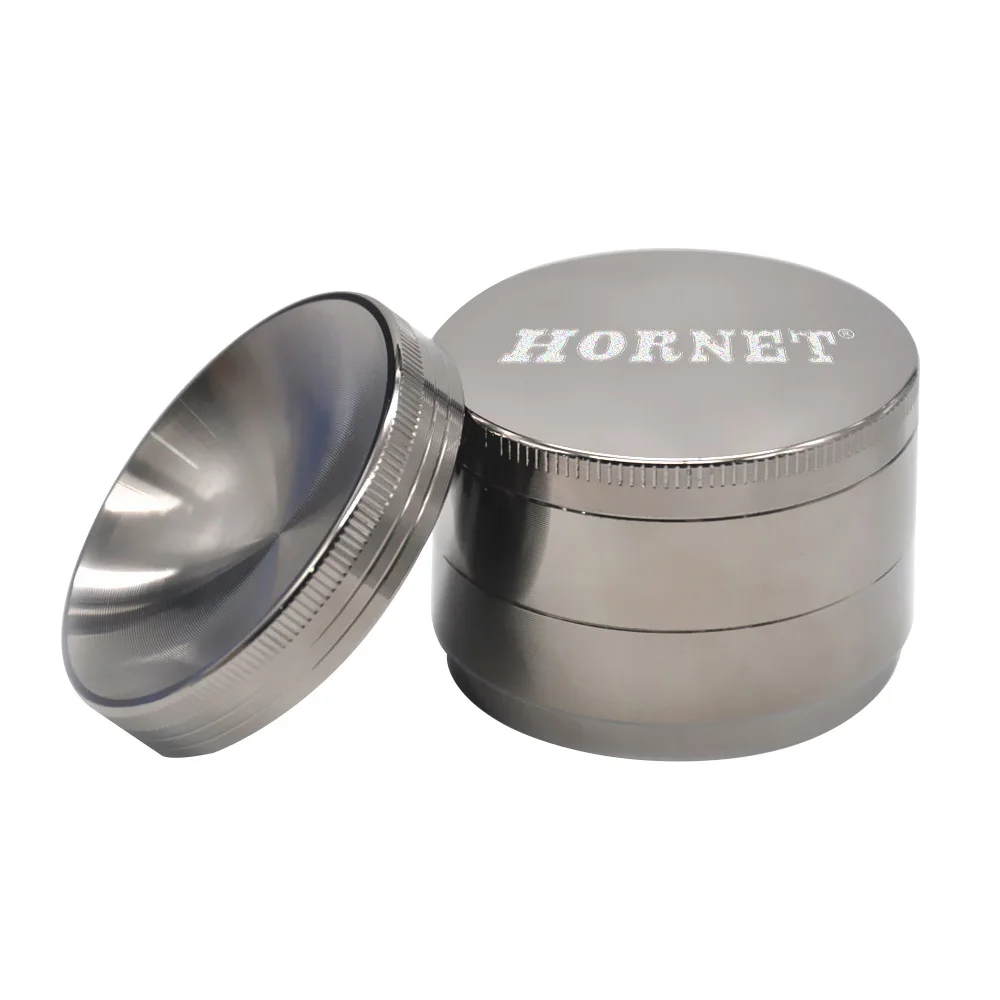HORNET, 4 части, 50 мм/56 мм, Цинковый/алюминиевый сплав, металл, ''HORNET'', травяная мельница, ручная мельница, мельница для специй, дробилка, алмазные зубы - Цвет: 55mm-GunBlack-HORNET