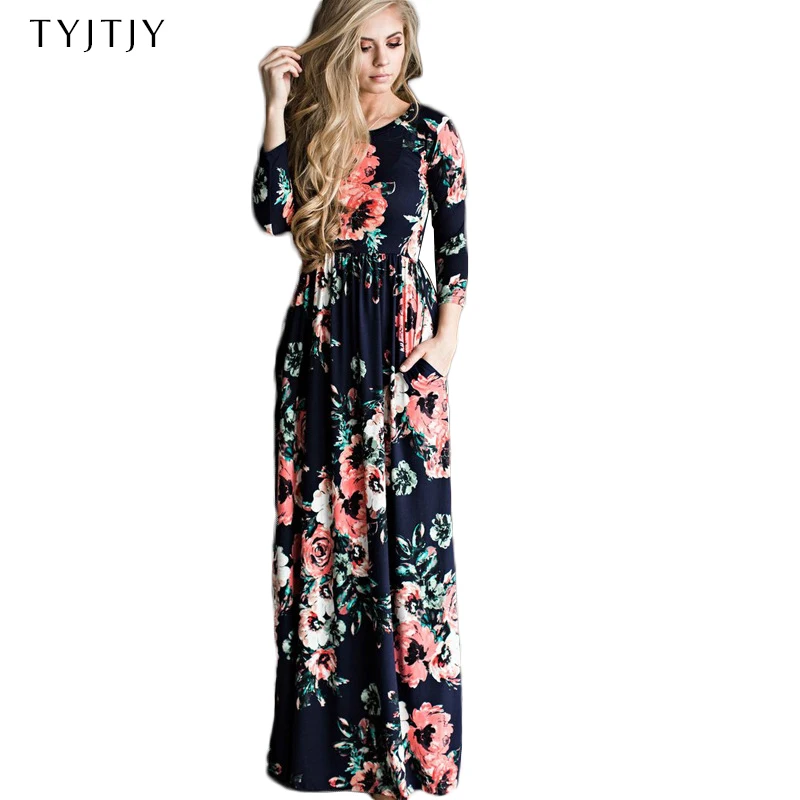 Женское пляжное платье Boho длинное вечернее с цветочным принтом лето 2019|Женские