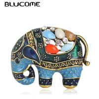 blucome thailand elephant shape brooch colorful enamel resin brooches pins for women kids scarf clothes hat accessories jewelry