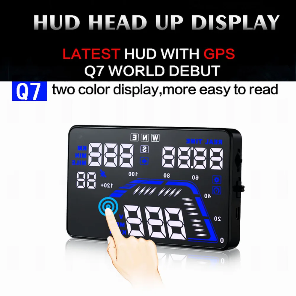 HUD Q7 5 ''универсальный GPS многофункциональный автомобильный дисплей на лобовое