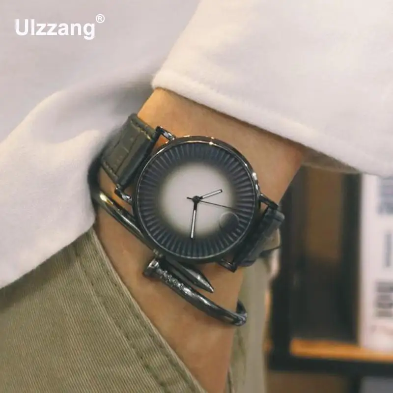 2018 Новая мода Ulzzang черные коричневые кварцевые наручные часы для мужчин женщин