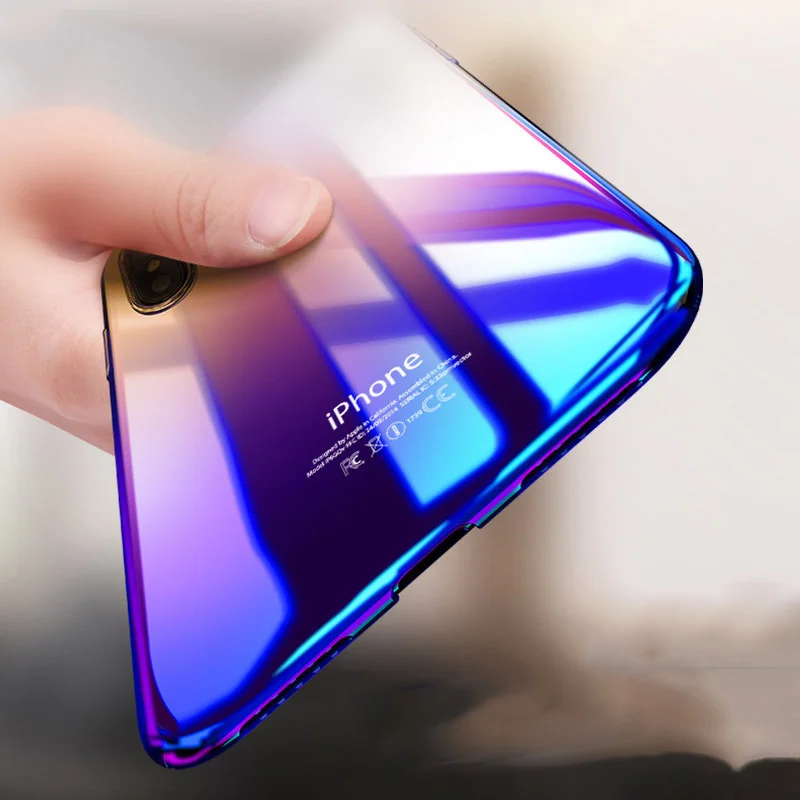 Мобильный чехол для iPhone X 8 7 Plus Ultra Slim градиент Цвет жесткая задняя панель из