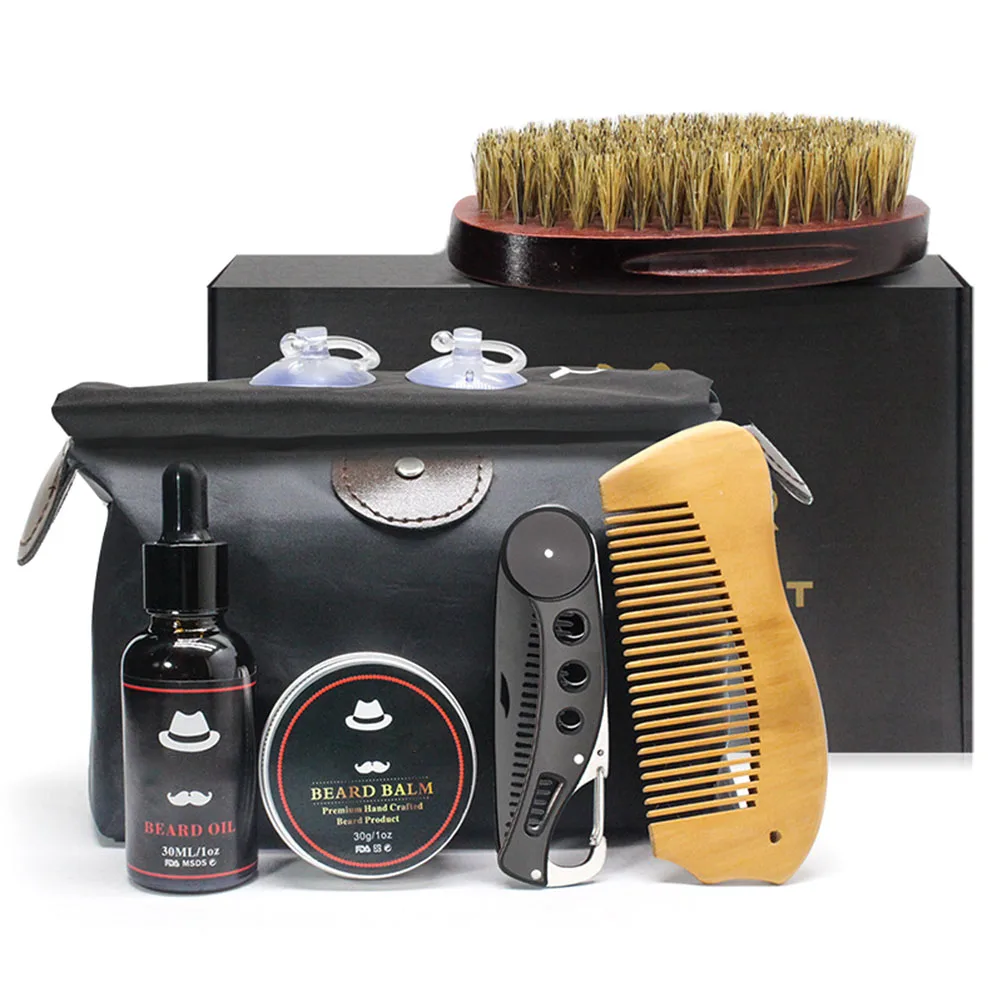 

7 Pcs Shaving Brush Beard Suit Beard Comb Brush Cream Oil Set Men Facial Beard Cleaning Beards Styling Cleaning Kit
