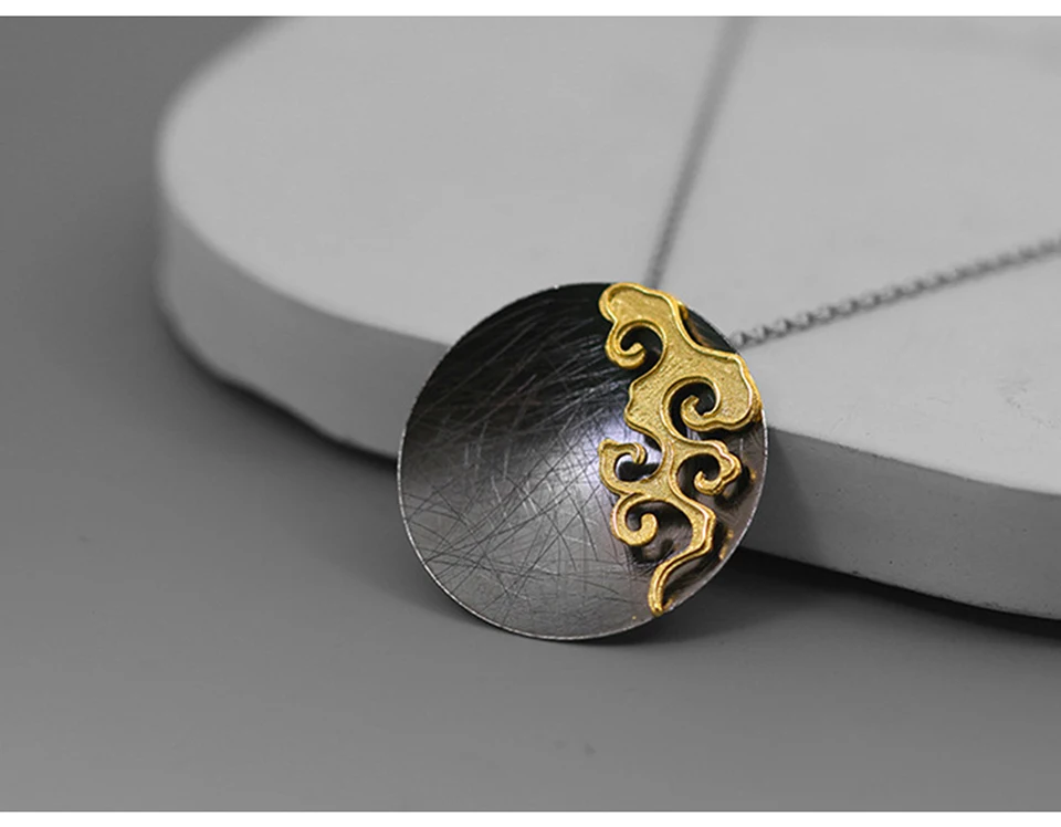 Lotus весело Настоящее 925 пробы серебро ювелирные украшения творческий дизайн Peace Cloud круглый кулон без цепочки и ожерелья Acessorios для женщи