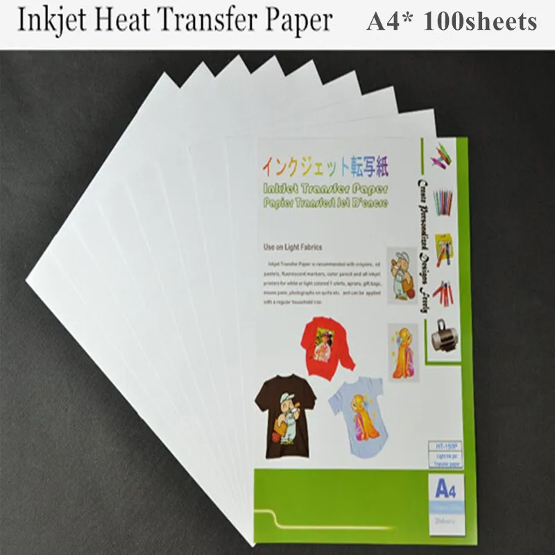 (A4*100pcs) Inkjet Heat Transfer Printing Paper Only for Light Fabric Transfer Paper Thermal Transfer Papel Transfer HT-150P