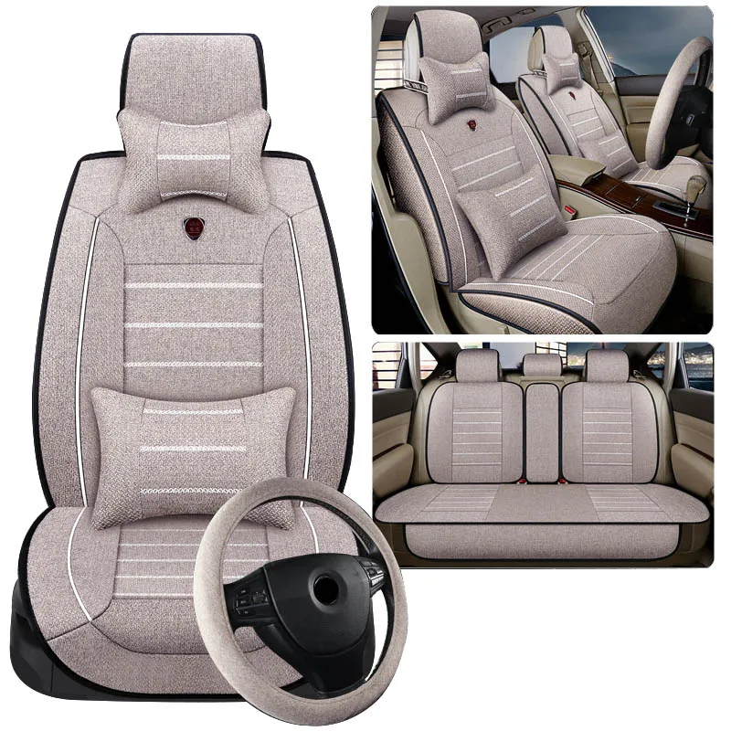 Льняные автомобильные чехлы для volkswagen passat b5 polo 6r polo sedan vw polo 9n, автомобильные аксессуары для стайлинга автомобилей - Название цвета: beige TOP