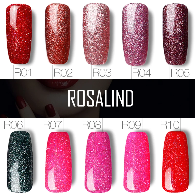 ROSALIND гель 1S 10 мл R01 29 Радужный мерцающий лак для ногтей Полупостоянный Лаки Гель
