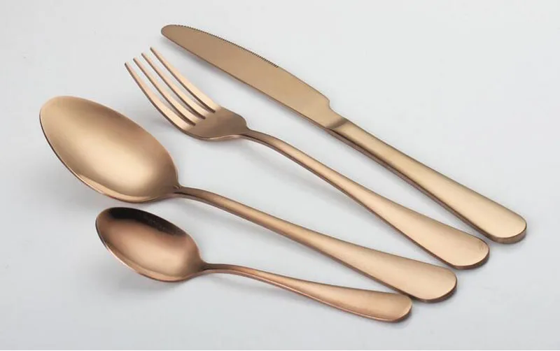 Günstig 4 Teil/satz Gold Farbe Edelstahl Geschirr Sets Geschirr Messer Gabel Teelöffel Luxus Besteck Geschirr ZA5043
