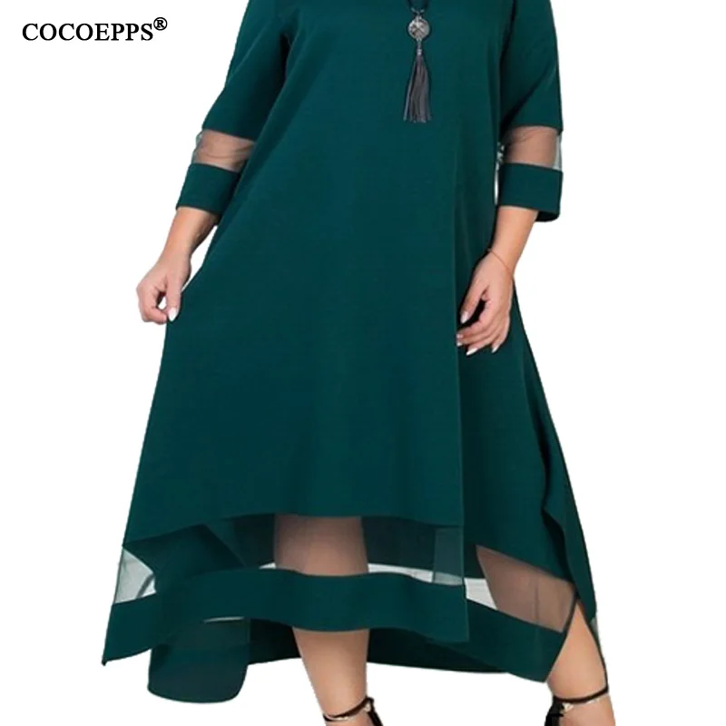 Мода 5XL 6XL размера плюс женское длинное платье осень зима сексуальное Сетчатое платье большого размера s элегантные вечерние платья макси большого размера