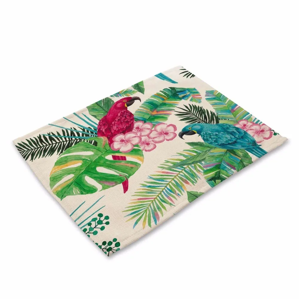 Parrot Printing Table Mat Animal Bird Pattern Kitchen Placemat Napkin For Wedding Party Decoration Dining Accessories | Дом и сад