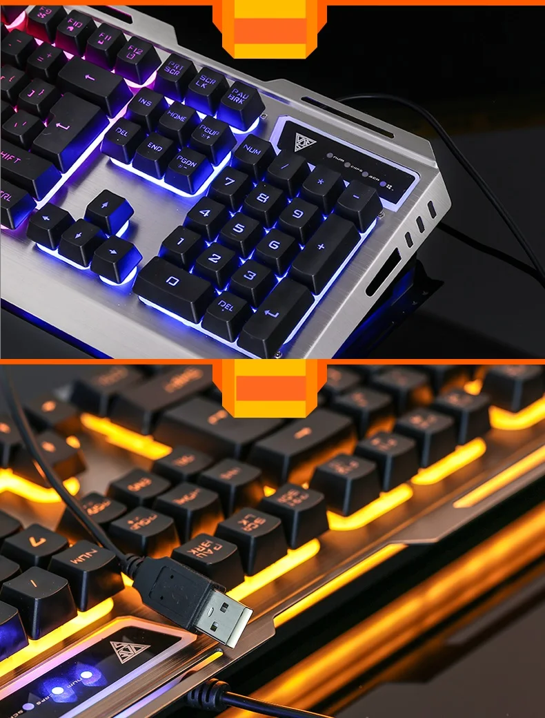 Wrangler V1 подвесной Keycap USB проводной Эргономичный Набор игровой клавиатуры и мыши с подсветкой, механический на ощупь, панель из алюминиевого сплава