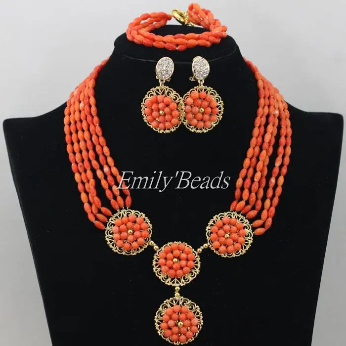 Фантастические африканские Коралловые бусы Ювелирные наборы нигерийские