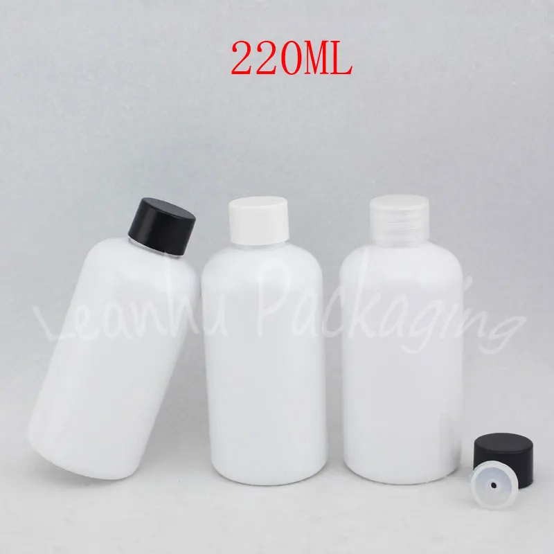 

220 мл пустая белая пластиковая бутылка с винтовой крышкой, 220CC пустой косметический контейнер, шампунь/тонер суб-розлива (24 шт./лот)