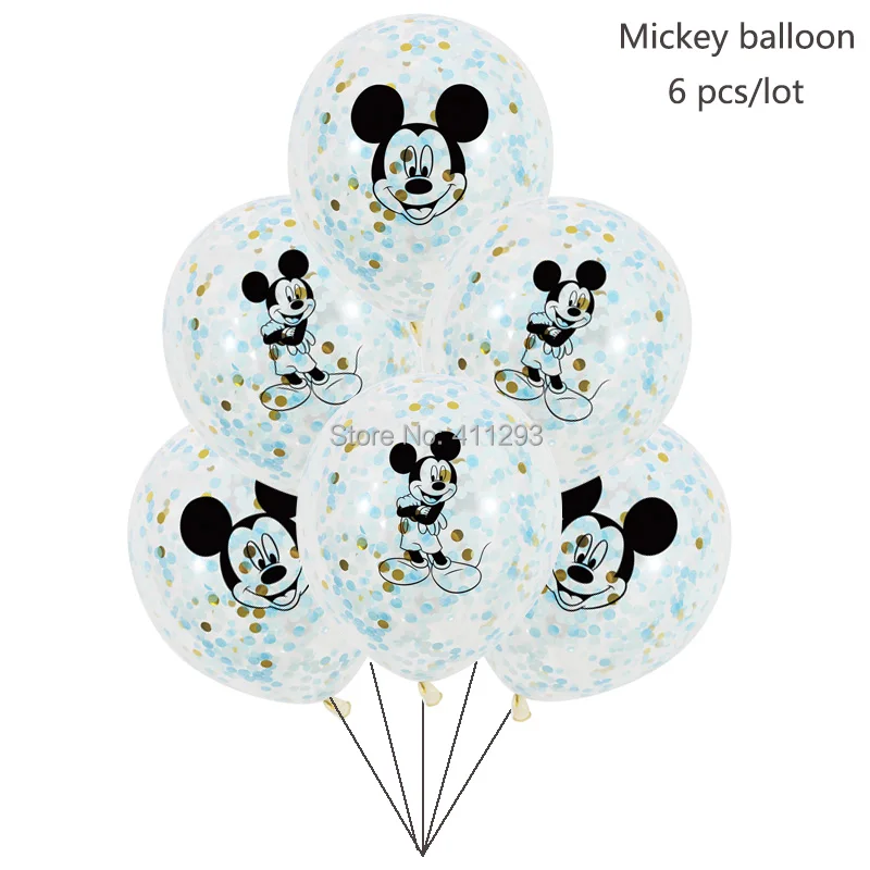 6 pcs mickey Микки Минни воздушные шары в форме мыши Детские вечерние Мультяшные воздушные шары для мальчиков и девочек на день рождения украшения прозрачные конфетти воздушные шары - Цвет: 6 pcs mickey