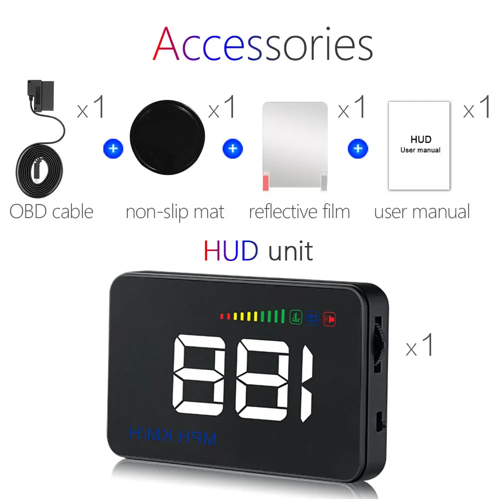GEYIREN A500 HUD Дисплей Автомобильная сигнализация превышения скорости температура воды сигнализация OBDII или ЕС OBD интерфейс светоотражающая пленка автомобильный стиль