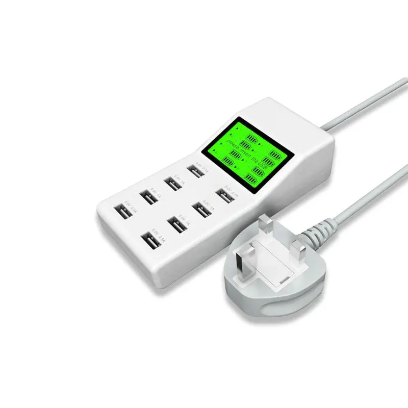 8 портов USB настенное зарядное устройство LED экран дисплея США ЕС Великобритании