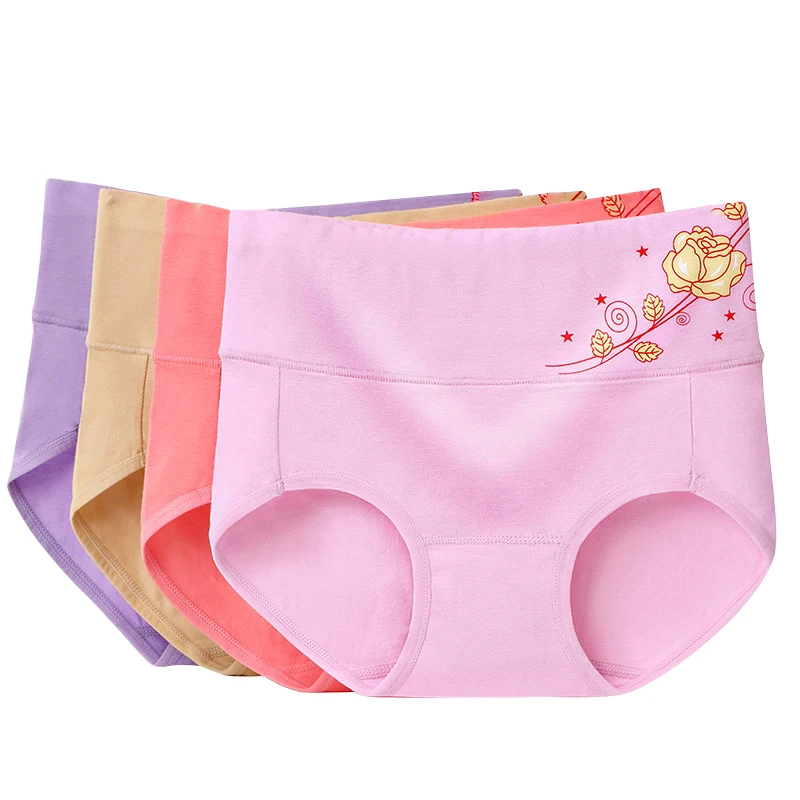 

New Women Cotton Panties High Waist Briefs Embroidery Lingerie Fashionable Women's Large Pants Sexy Panties Maternity Briefs