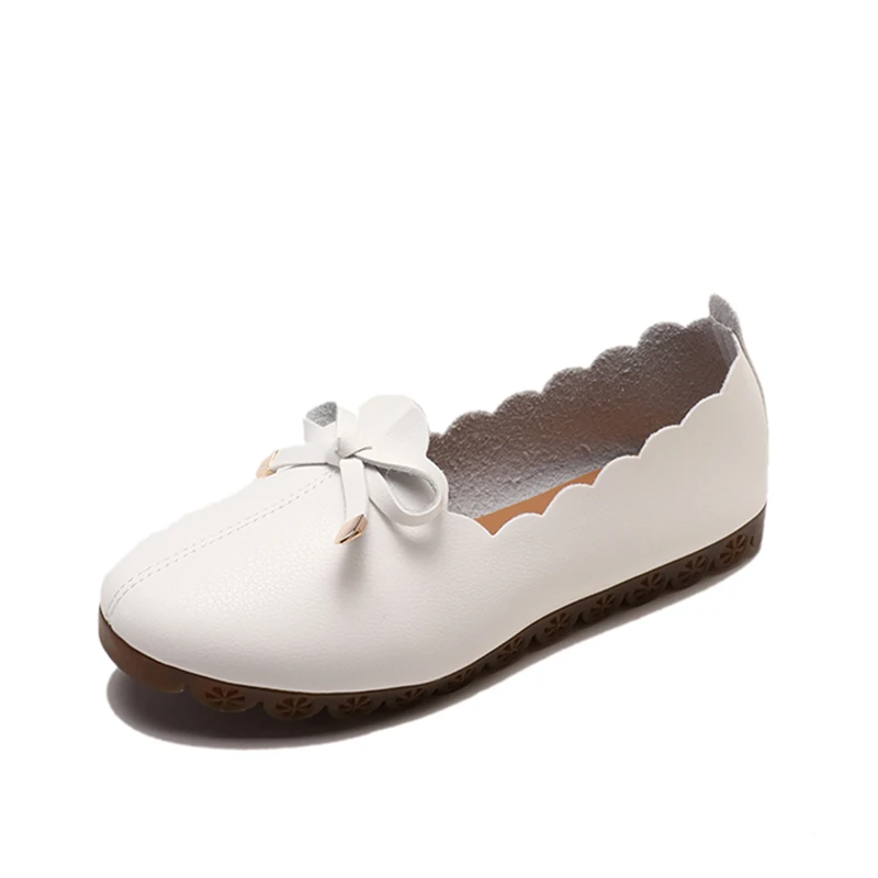 Туфли женские демисезонные на низком каблуке с бантиком без застежки|Обувь