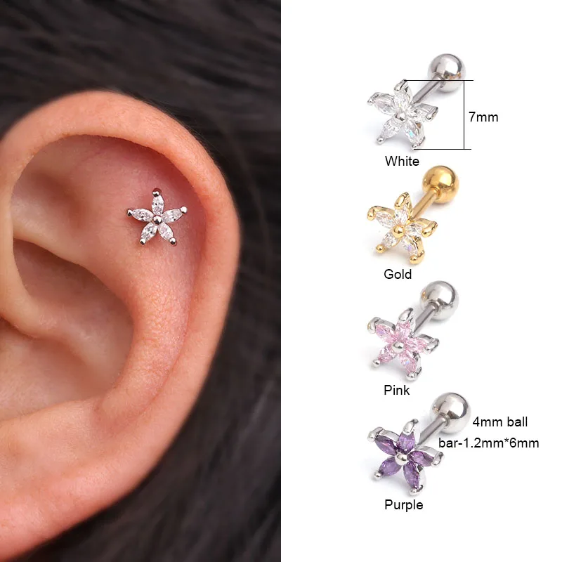 Серьги гвоздики Sellsets для пирсинга изящные украшения прокола козелка ушной